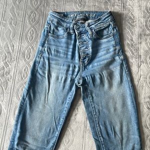 American eagle super high rise skinny blue Jean jegging. Size 00.